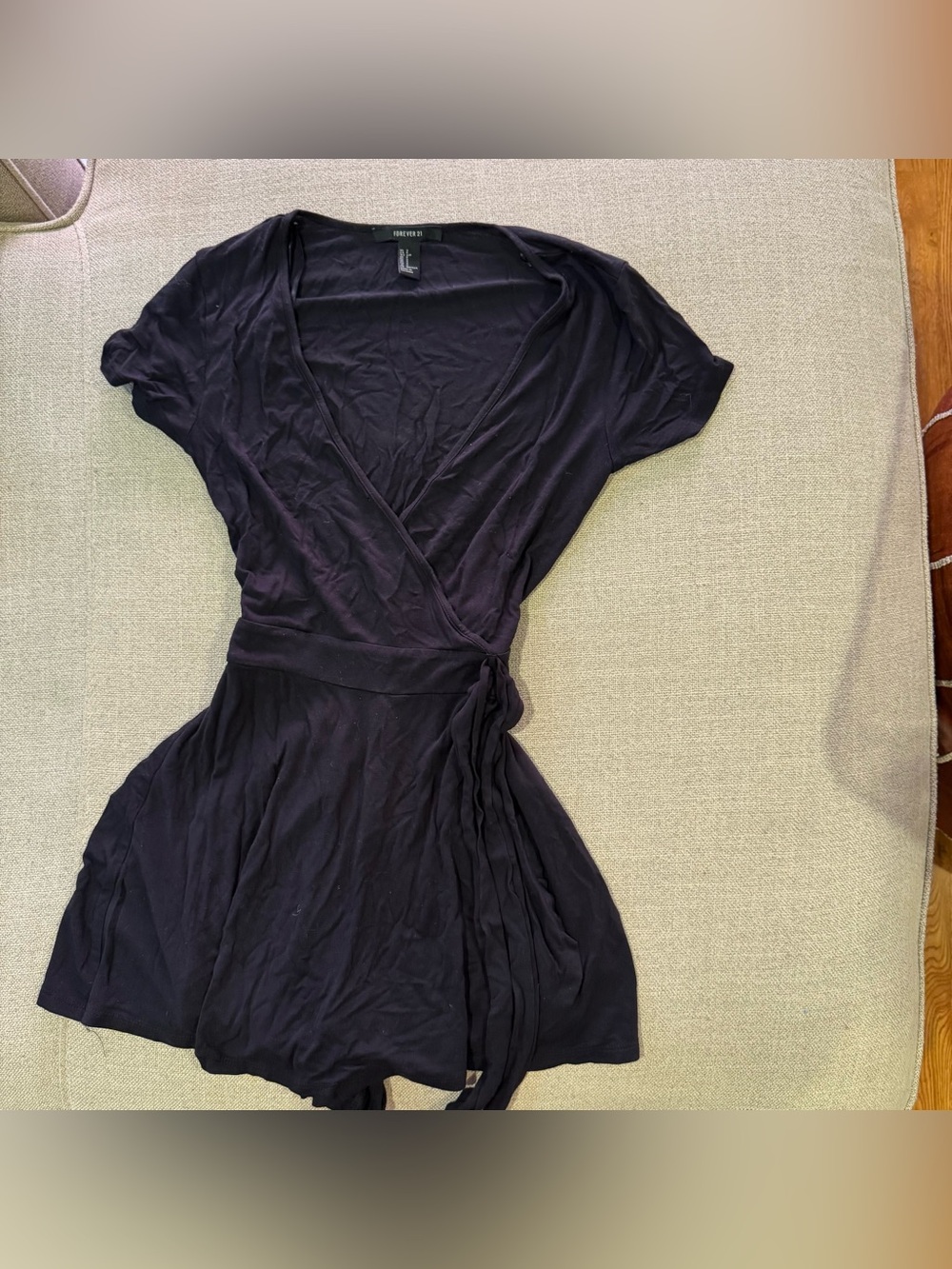 Forever 21 Black Wrap-Front Short Sleeve Romper